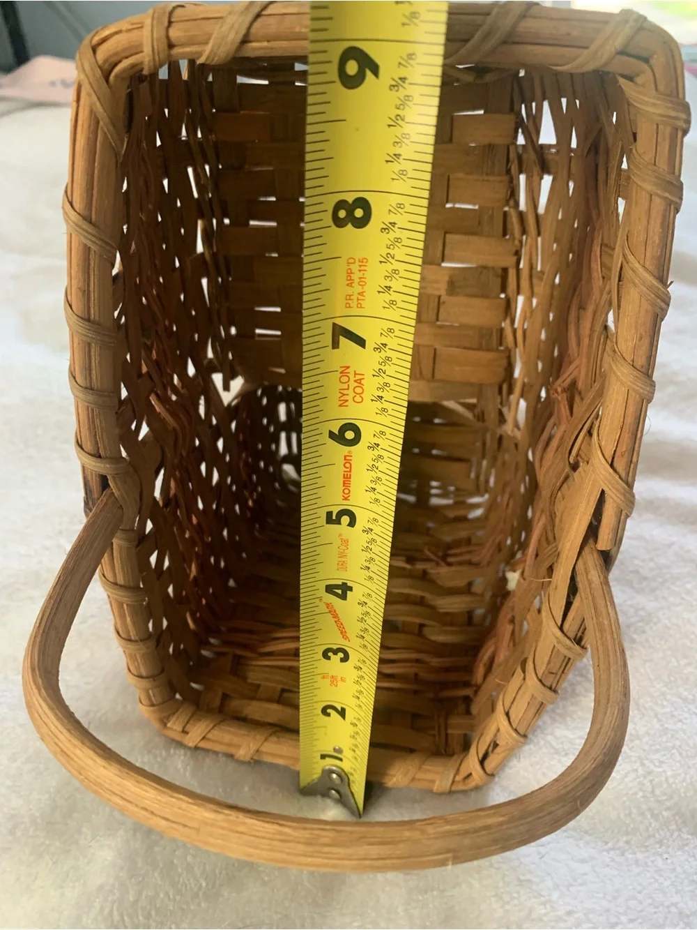Vintage Wicker Mini Stair Basket, Plant Holder, Decor Organizer, Woven Wood